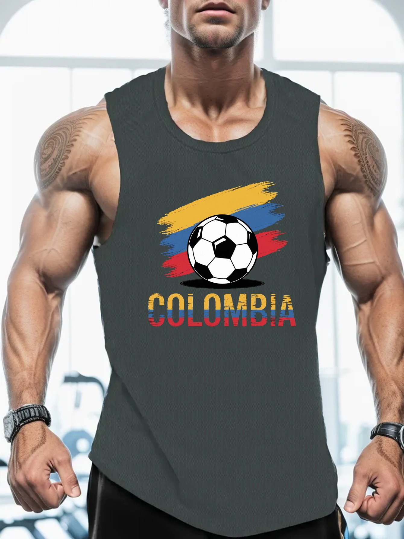 men's colombia soccer ball print tank top 100% polyester Temu Canada