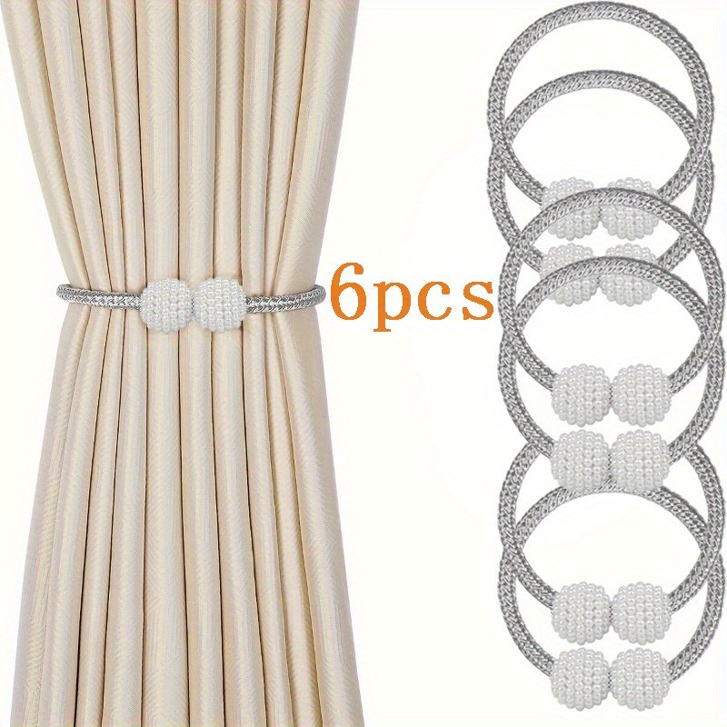 TEMU 6pcs 40cm/15.75in Curtain Tiebacks Polyester Rope Holdbacks Contemporary Style Window Drapery Tie Fixer For Home Office Decor