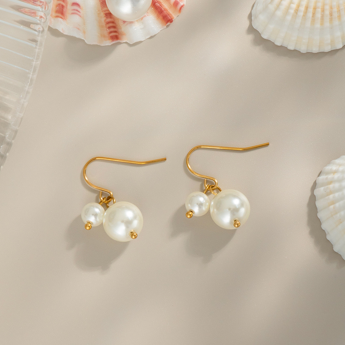 Women's Elegant High-Gloss Stainless Steel Fish-Hook Earrings