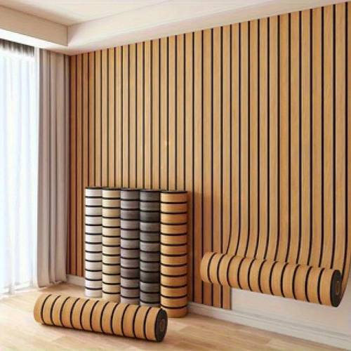 1 roll wall sticker removable vinyl wallpaper suitable for living room tv background wall decoration wood grain grid wallpaper self wall sticker roll