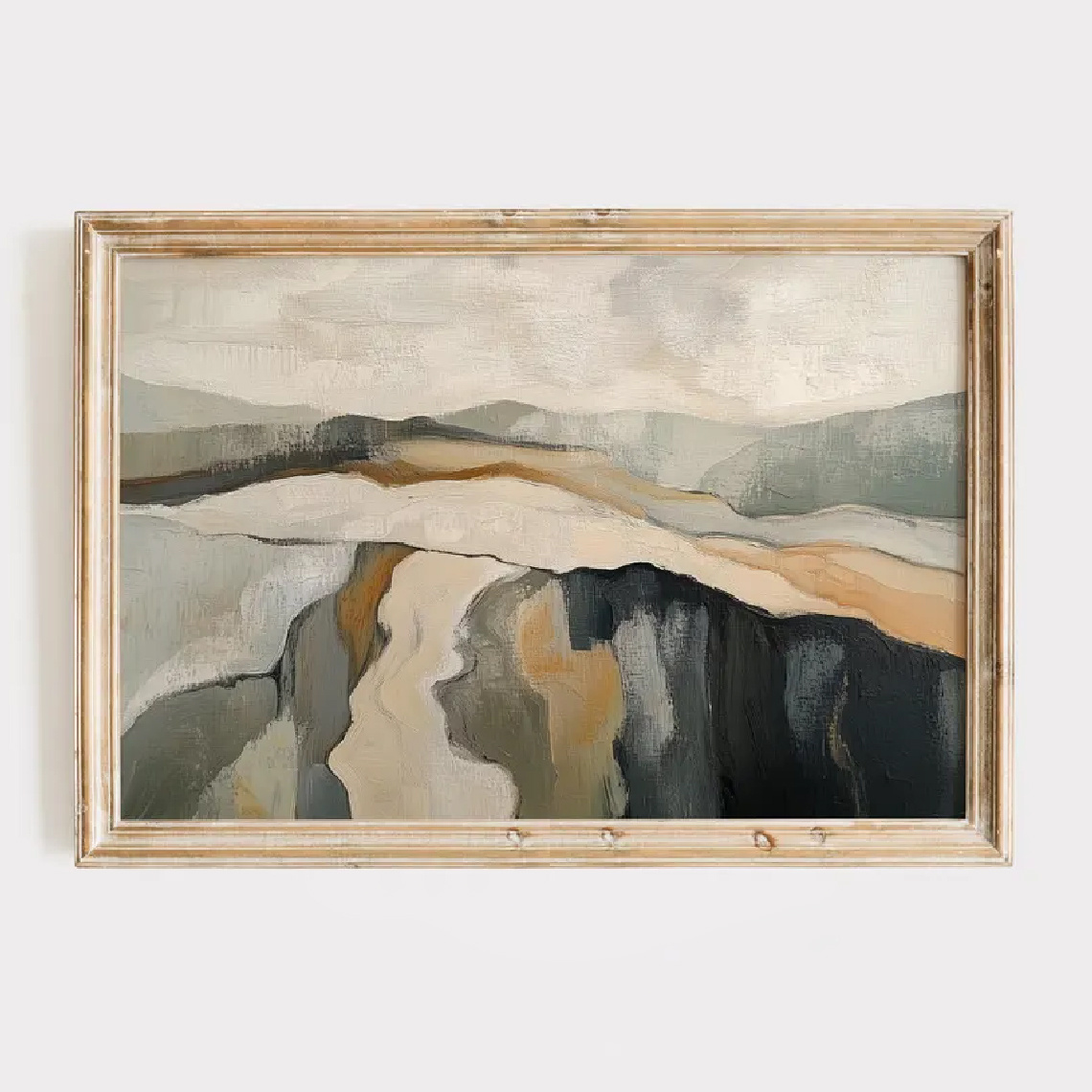 TEMU 2d Flat, 2d Flat, 1pc Wall Decoration, Retro Poster, Abstract Oil Artwork, Landscape Wall Decor, Earthy Color Modern Home Decoration, Textured