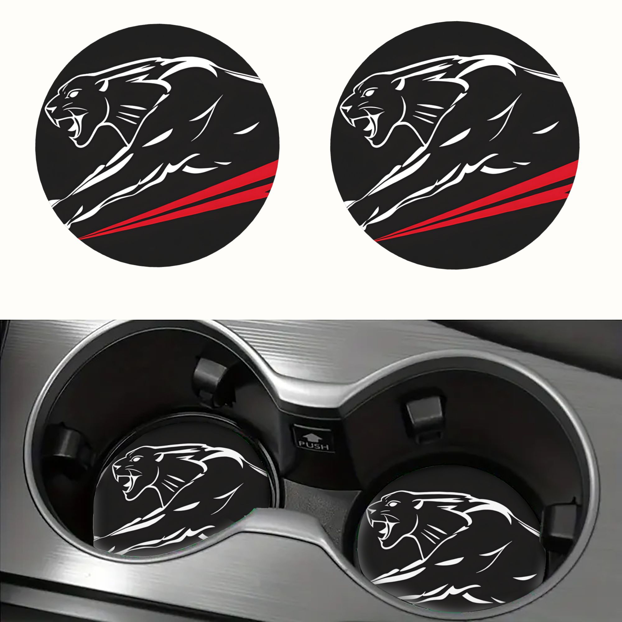 TEMU 2 pezzi Portabicchieri e sottobicchiere per auto assorbente acqua con leopardo e rosse di velocit� - Accessori interni auto, sottobicchieri per