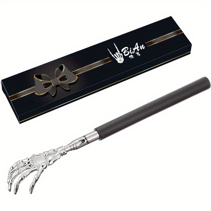 1 - portable extendable skeleton hand back scratcher, a humorous ghost hand massager, perfect as a stocking stuffer for men, dads, women, and adults in black., suitable for halloween & christmas. no artificial fragrances, step back stretcher gift Product details 0