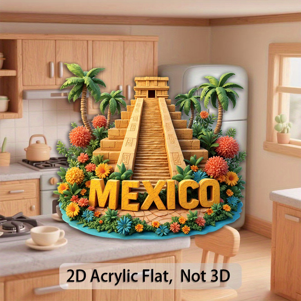 TEMU Magnete Maya 1 pz con - Magneti da frigo in acrilico adatti per appassionati di , collezionisti a tema Messico, a forma di con testo geroglifico