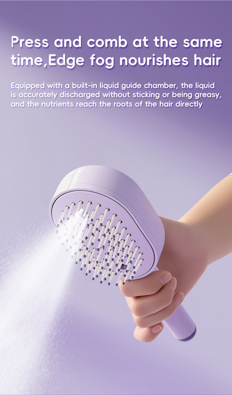 Cepillo de masaje multifuncional con luz roja y rociador, cuidado capilar antifrizz, depósito de agua grande, portátil, limpieza con un clic para cabello enredado, nutrición profunda del cuero cabelludo, regalo para novia en el Día de la Madre