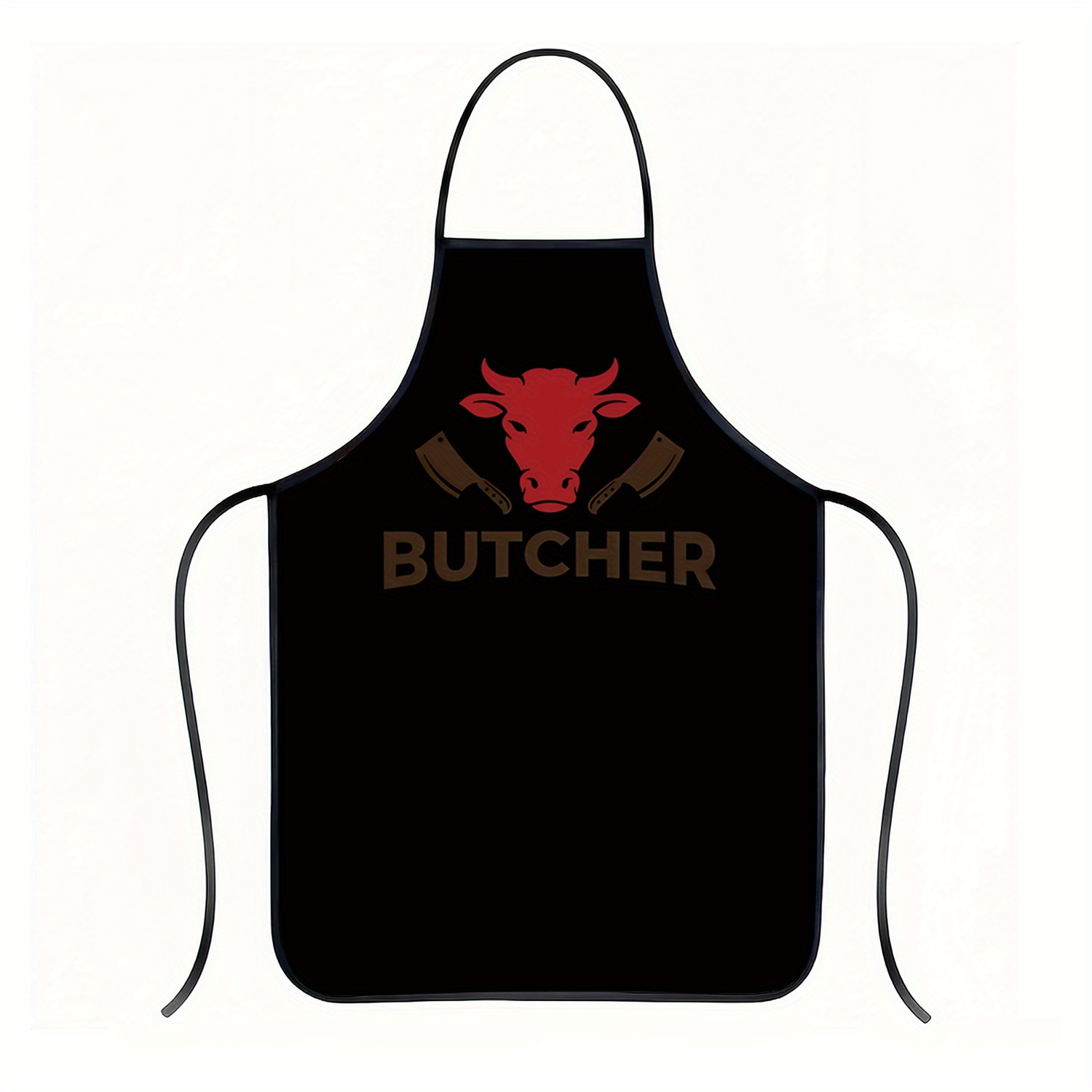 TEMU 1pc Butcher Design Apron - Heavy-duty 150g/m² Polyester With Knives & Print For Bbq Grilling, Steak Sausages, Outdoor Cooking, Parties, Wait