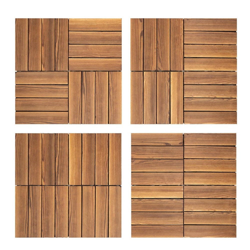 Image of 36 Wooden Tiles For Balcony, Interlocking Patio Tiles, 3.3 M³ Hardwood Deck Tiles, Wooden Tiles, Hardwood 30 X 30cm For Deck, Patio, Backyard, Outdoor Use