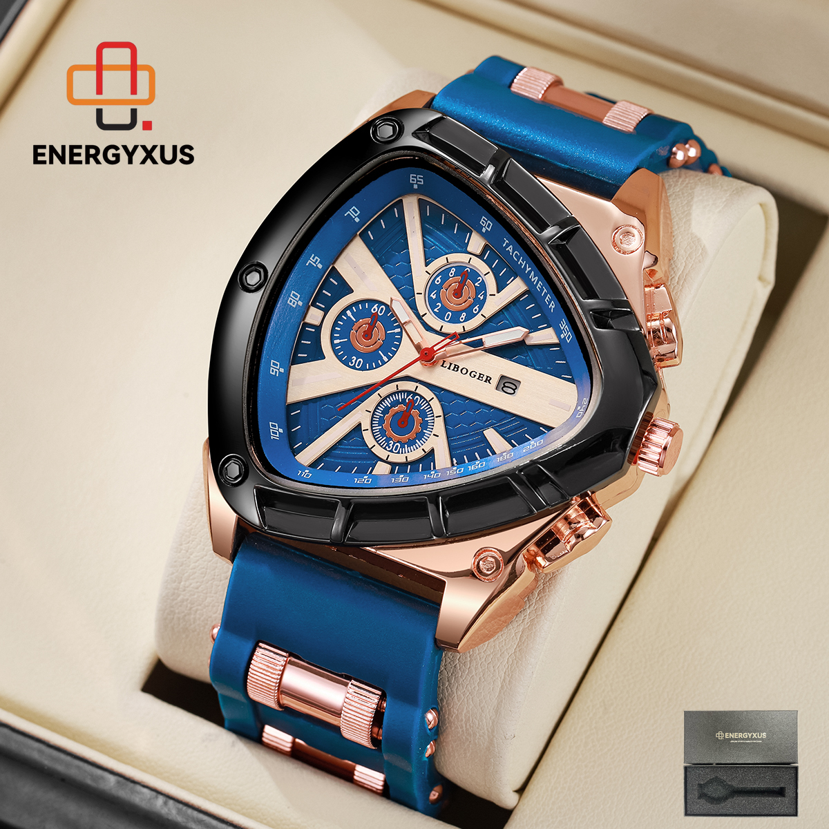 TEMU Fashion Smart Watch For Men Triangle Funky Dial Silicone Strap Men Sports Watches Casual Arabic Dial Man Wristwatch With Calendar Men's Watch
