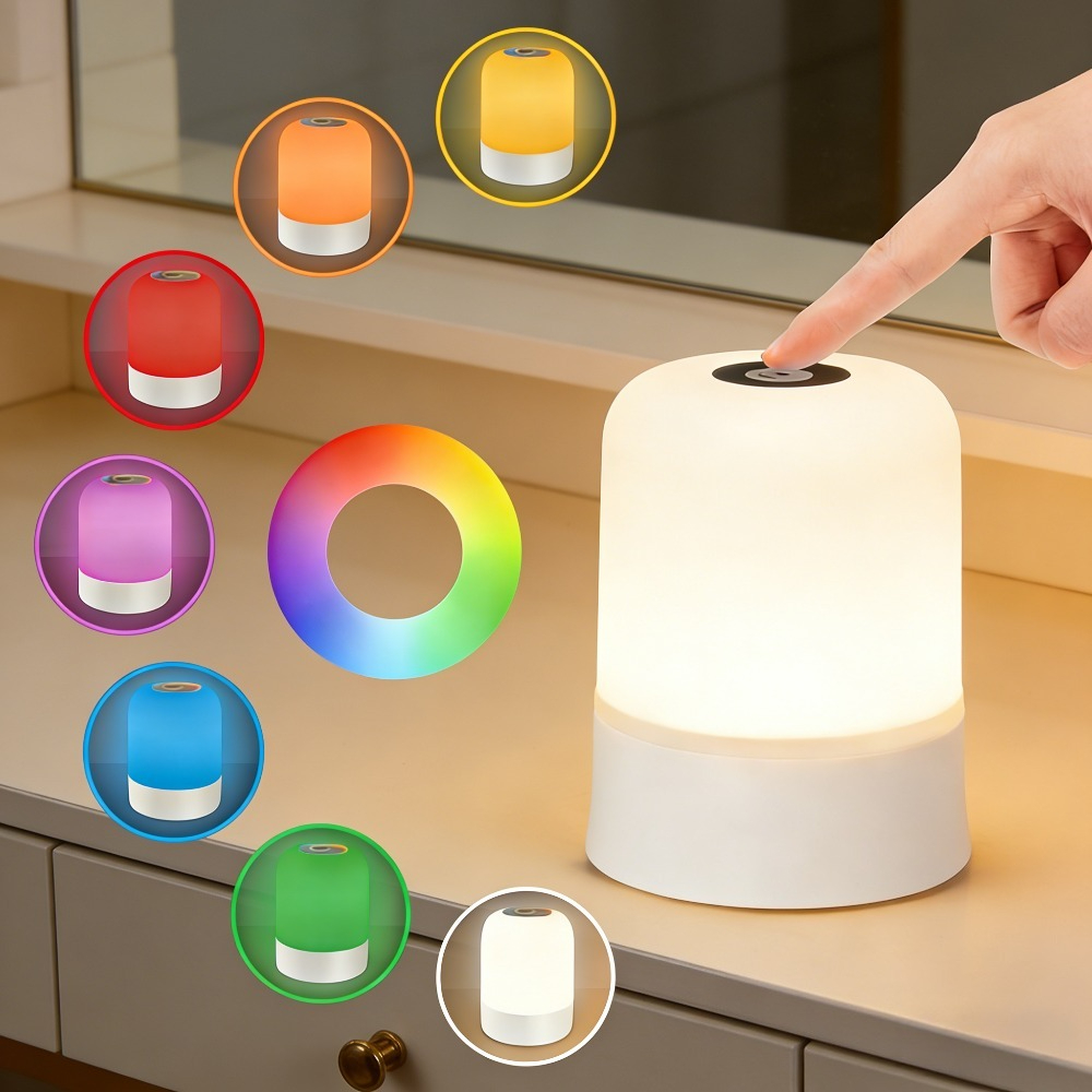   led bedside lamp with 16 colors 3   usb powered rechargeable lithium battery suitable for bedrooms living rooms and camping