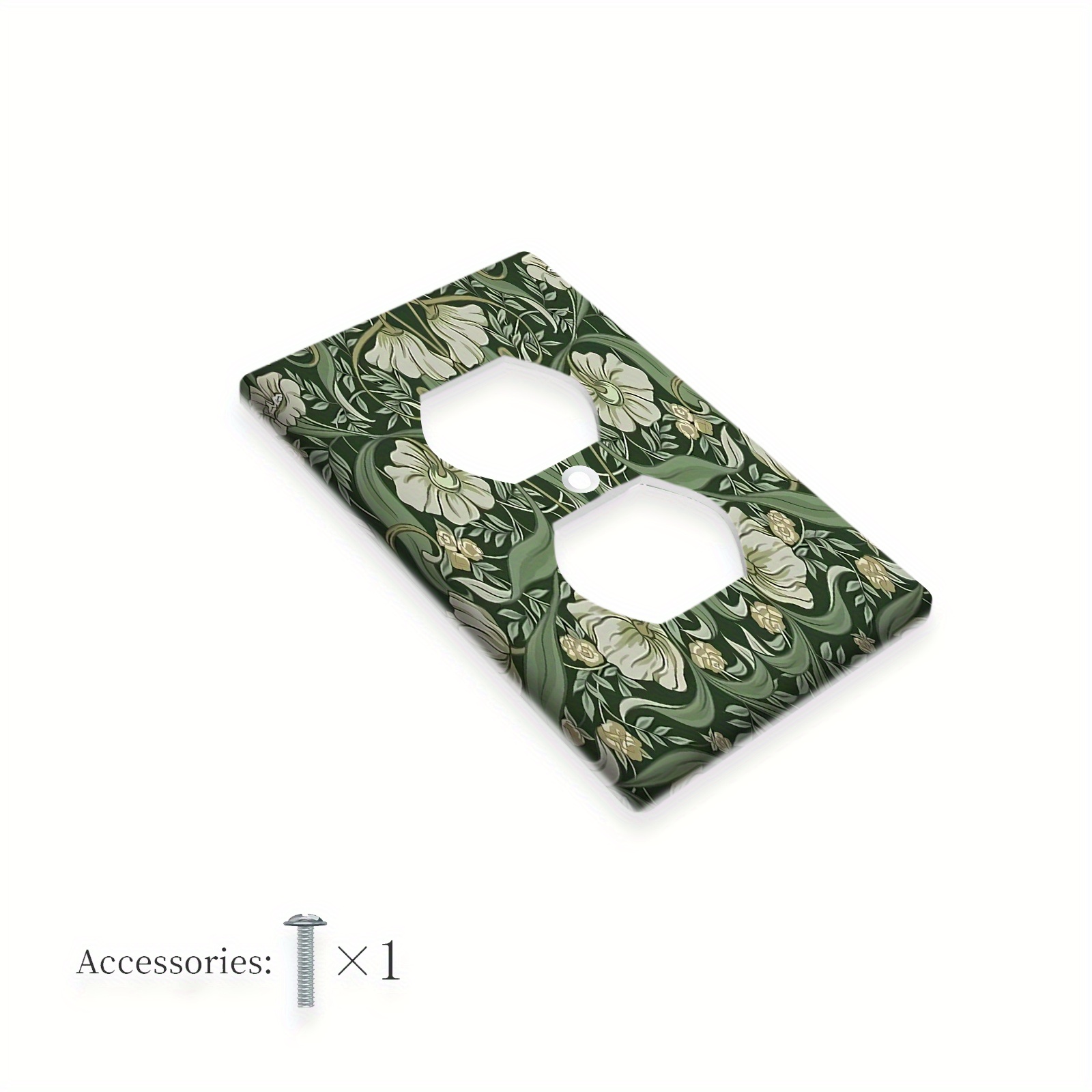 TEMU 1pc 1Gang/2Gang Plaque de Commutation Florale Verte Vintage William | Plaque de Commutation Décorative pour Décoration de Chambre de Bain de