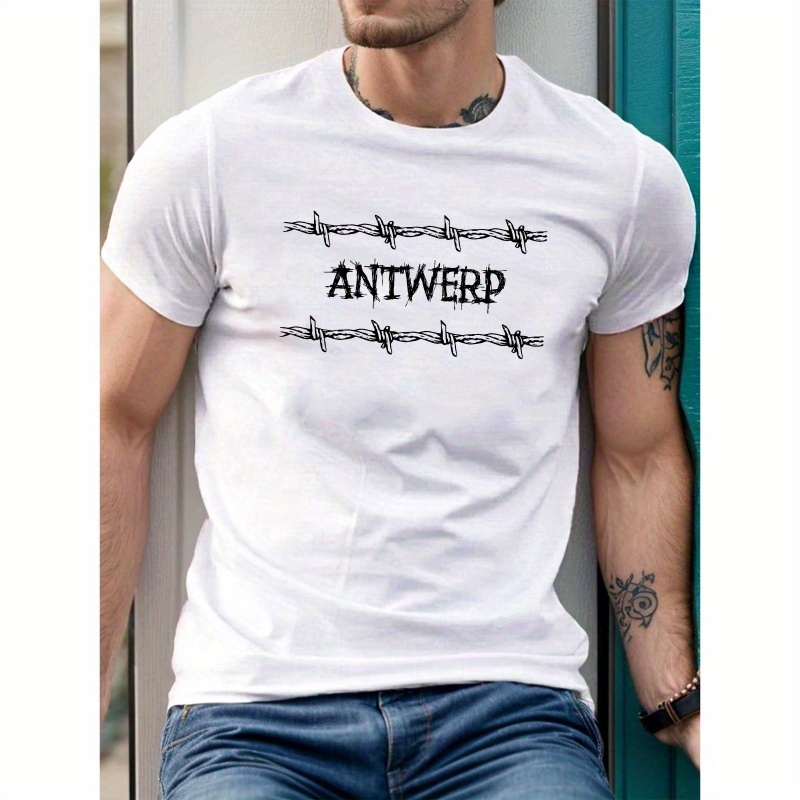 

Antwerp Print Tee Shirt, Tees For Men, Casual Short Sleeve T-shirt For Summer