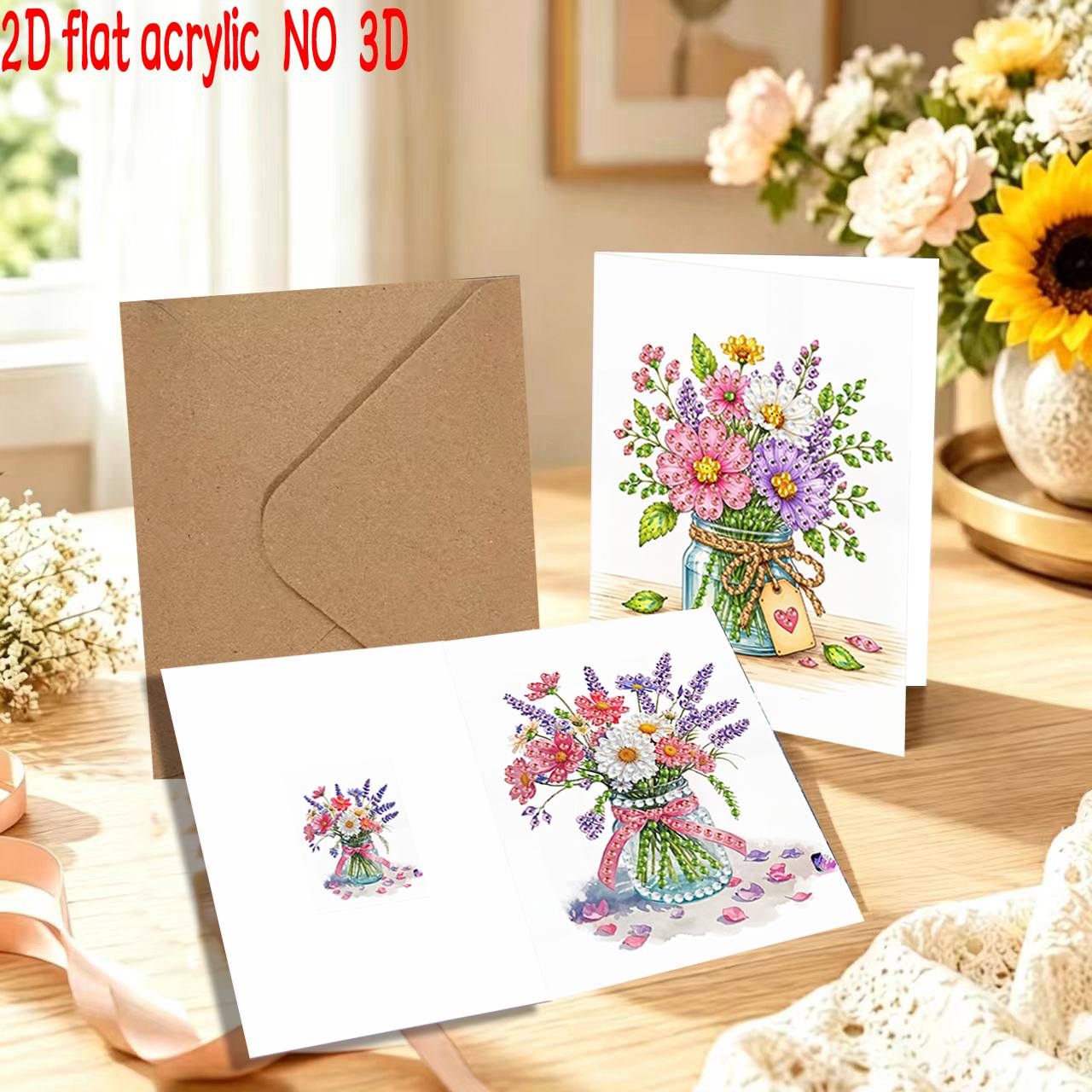 TEMU 6pcs 2d Flat Printing Original New High-end 6pcs Set New Irregular Diamond Painting Kit, Diamond Exquisite Greeting Card - Irregular Shaped