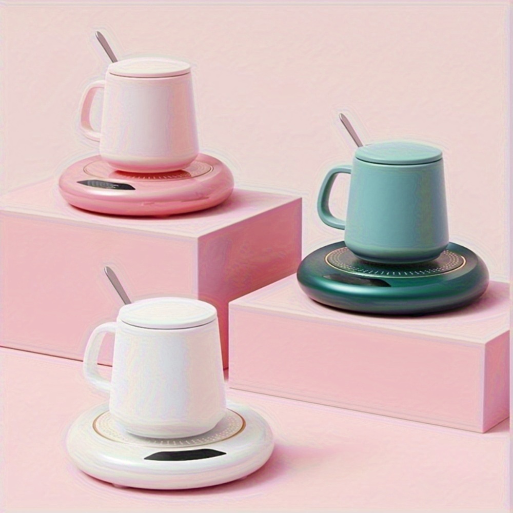 Smart Electric Coffee Cup Warmer Suitable for coffee, tea, and beverages. 3-level adjustable heating pad with USB power supply, precise control, automatic shut-off timer of 8 hours, compatible with travel mugs, ideal for home and office use