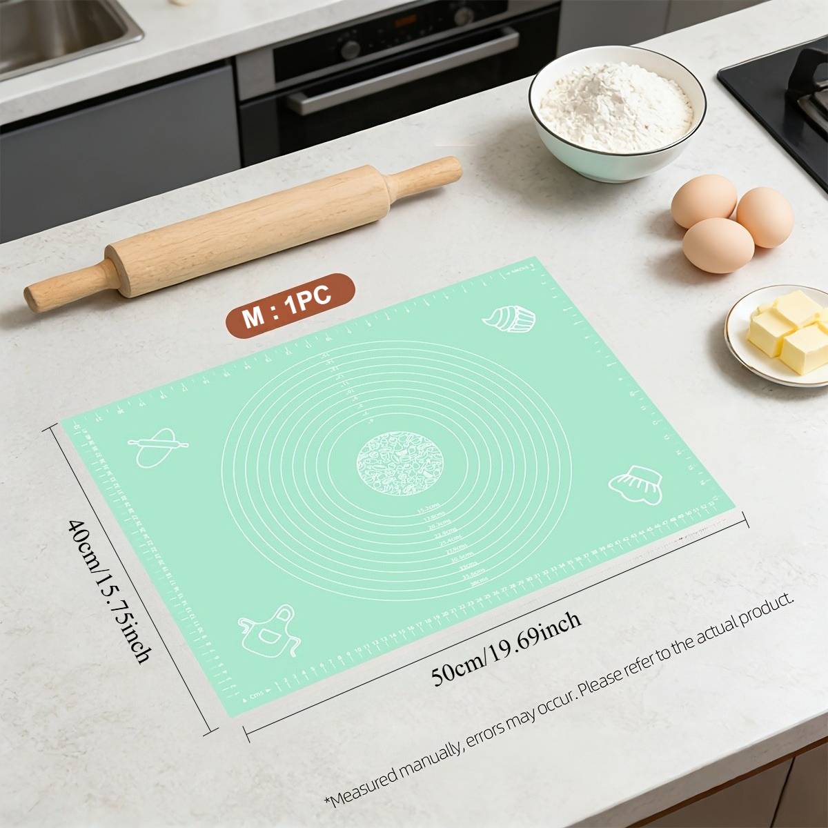 TEMU Extra Large Baking Mat - , Reusable, Suitable For Dough, Pizza, Cakes, Bread, Candy, Macarons - Durable And Easy To Clean, Ideal For Home And