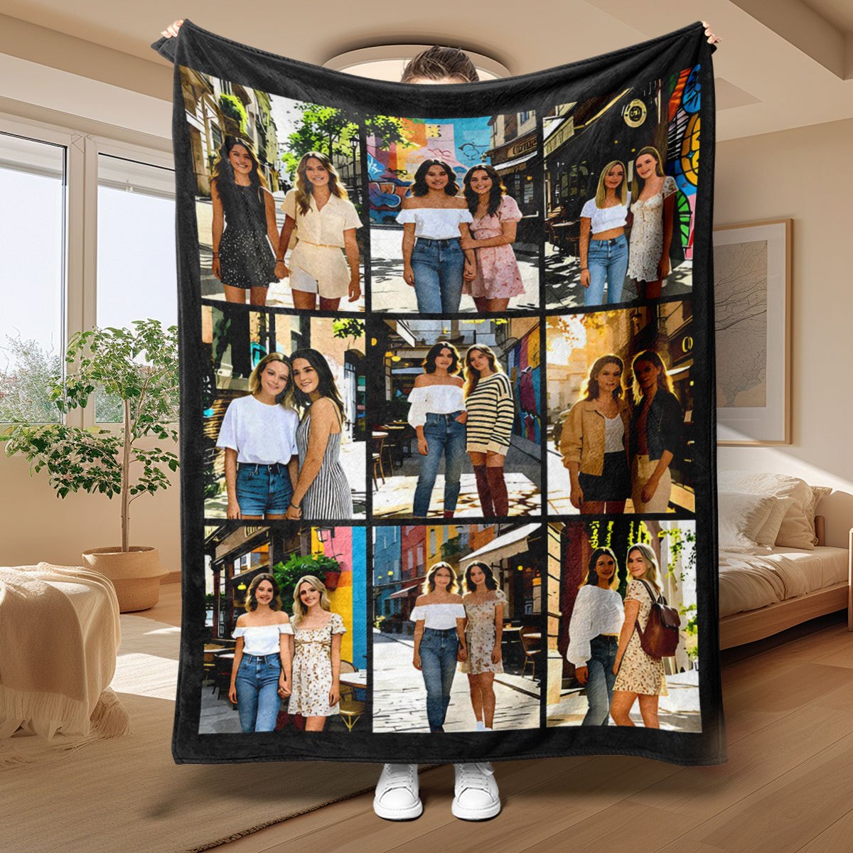 TEMU 2dflat-1pc Custom Photo Flannel Blanket, Personalized Gift, Any Family Photo, Pet Photo For Holidays And Anniversaries, Thanksgiving, Christmas,