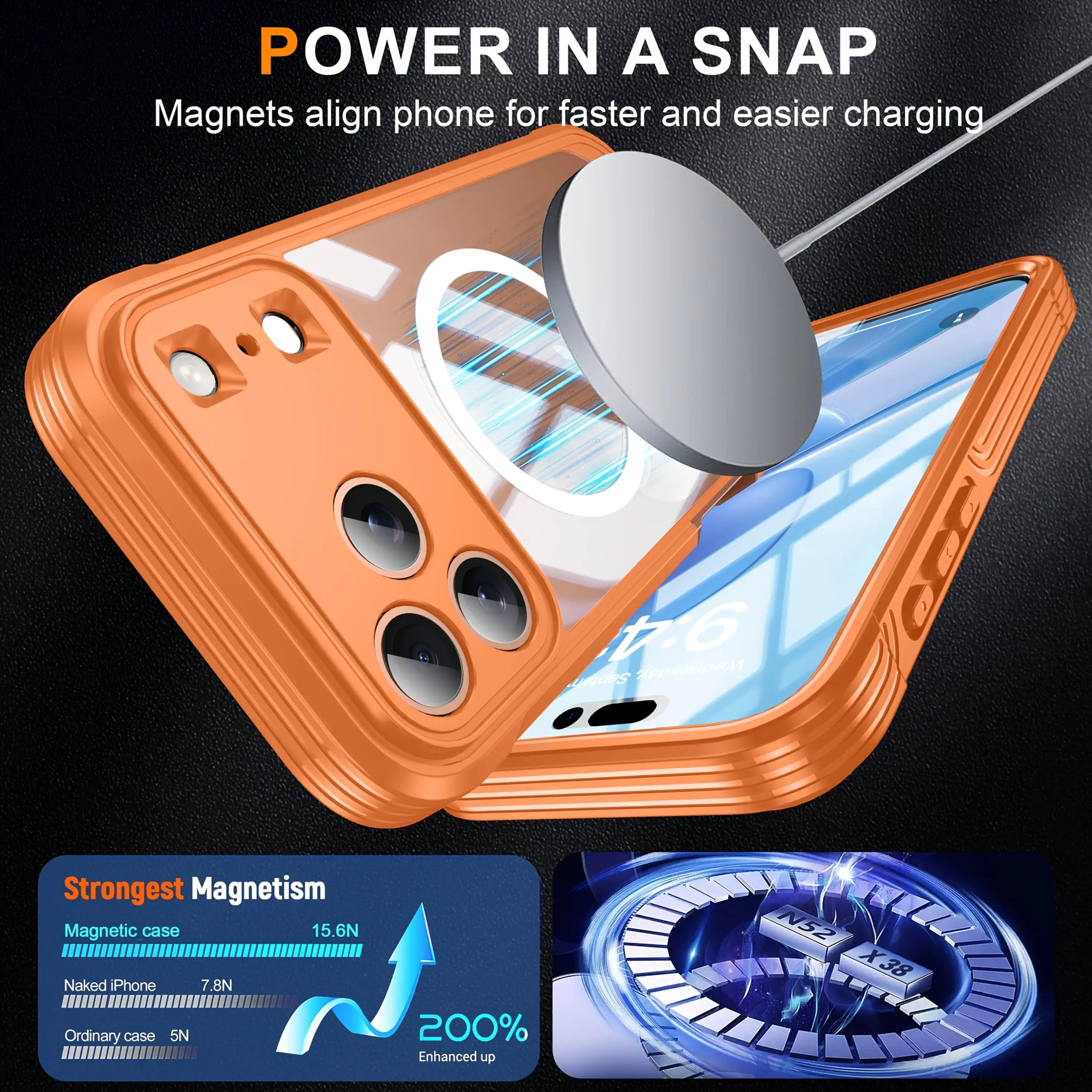 brand   full coverage transparent durable compatible wireless magnetic charging dustproof shockproof   phone case for iphone 17   max 17pro 17air 17  360 degree protection phone phone protection   protection Product details 1