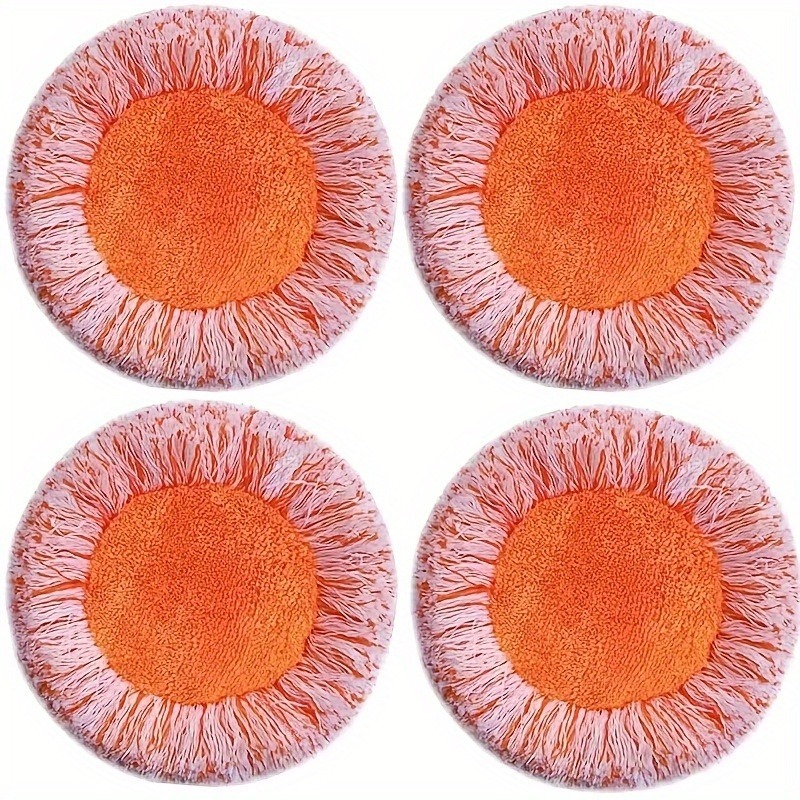E-shop 4er-Set für Sonnenblumen-Mikrofaser-Mopp-Pads, Runde Wischmoppköpfe, Einfache Staubentfernung, Ideal für Zuhause, Büro und Auto-Reinigungsmittel
