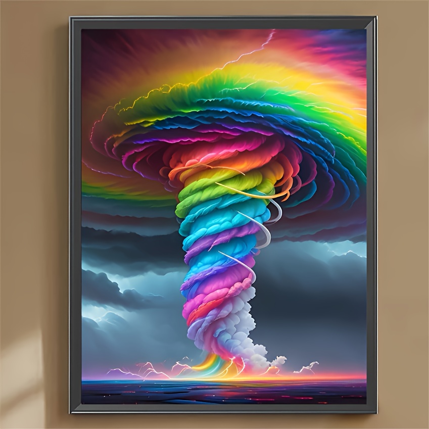 TEMU 1pc Of Colorful Tornado Pattern 5d Mosaic Inlay Painting Craft Supplies, Handmade Gift, Home Decor Wall Art, Allowing You To Enjoy Time On