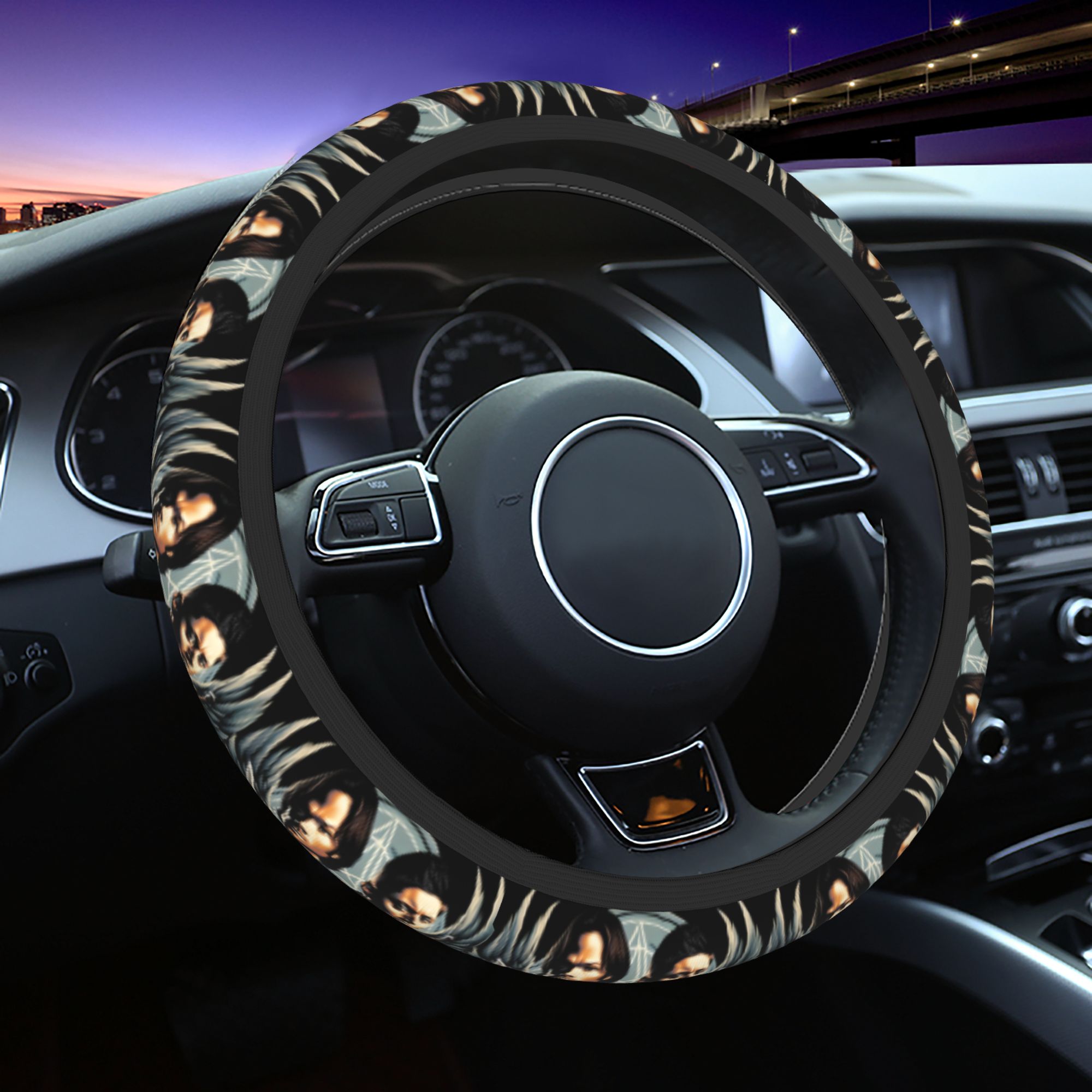 TEMU 1pc Warner . Supernatural Sam Steering Wheel Cover, Durable Minimalist Universal Fit For Suvs & Cars - All Season Use, No , Vehicle Interior