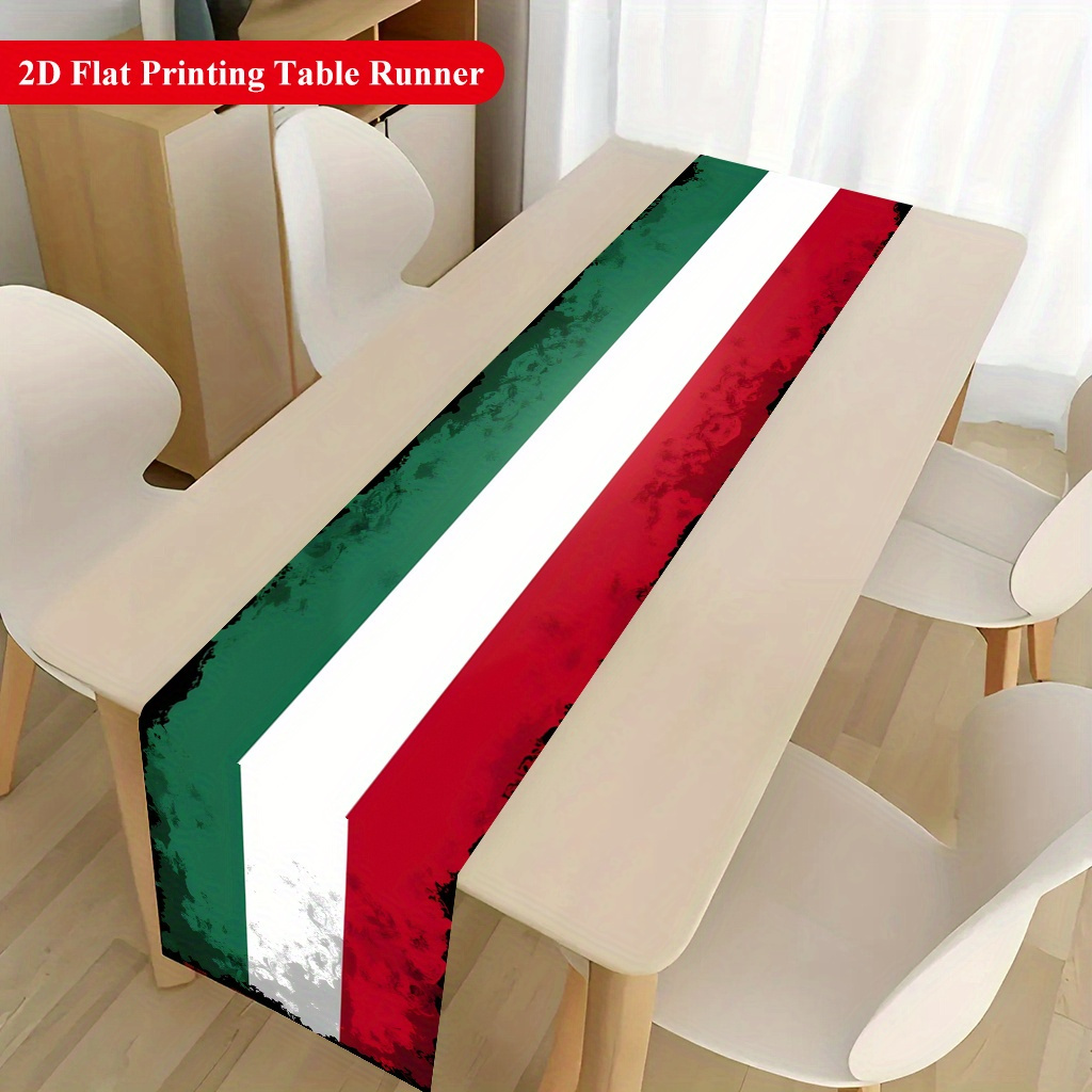 TEMU 1 stuk 2D platte tafelloper, tafelloper-banner in kunststijl met Italiaanse vlag, accessoire voor feestdagen eettafel, decoratie voor thuis,