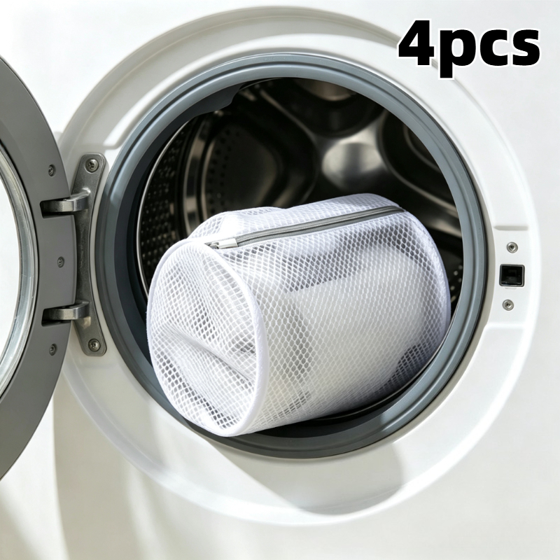 TEMU 4pcs Reusable Mesh Shoe Laundry Bags, Shoe Washing Bags, Suitable For Underwear, Clothing, And Laundry Care, Multi-functional Zippered Washing