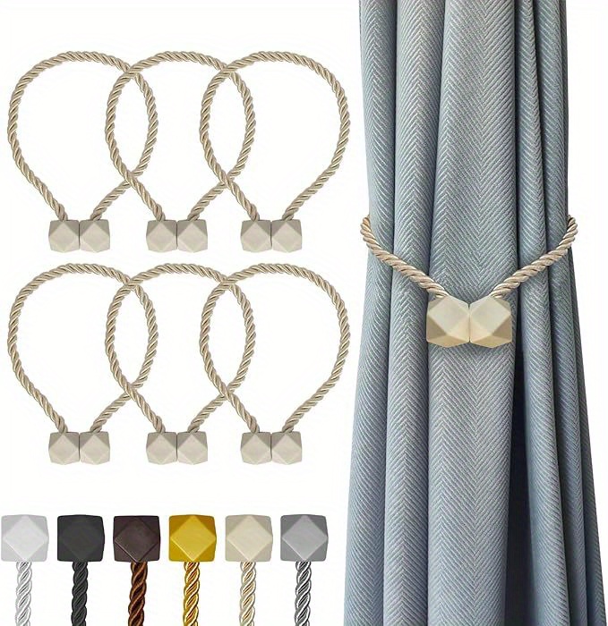 6 Pack Heavy Duty Magnetic Curtain Tiebacks - Strong Magnet Holdbacks for Thick Or Thin Curtains, Living Room, Bedroom, Office, Kitchen - Modern Window Drapes Clips (6 Pack), Living Room Curtain Holders, Modern Design, Durable Construction