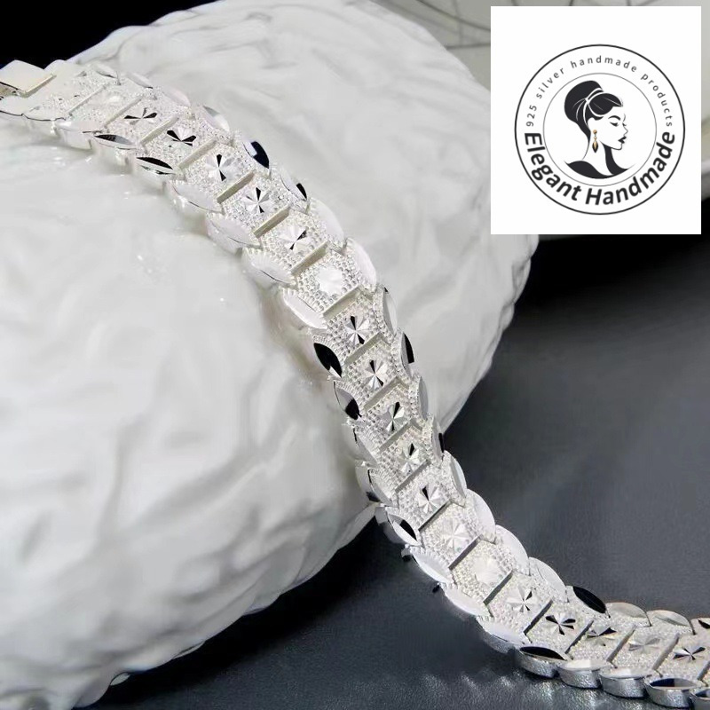 

Funky 925 Sterling Silver Bracelet For Men, Silver Plated, Fashionable Creative Personalized , Ideal For And Parties, With Perfect Christmas Gift