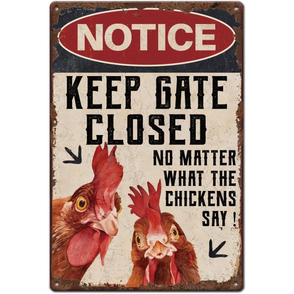 TEMU 2d Flat, 2d Flat Wooden Printed Sign, Vintage Rustic Wooden Decorative Plaque - " What The Chickens Say, Please Close " - Farm Chicken Coop