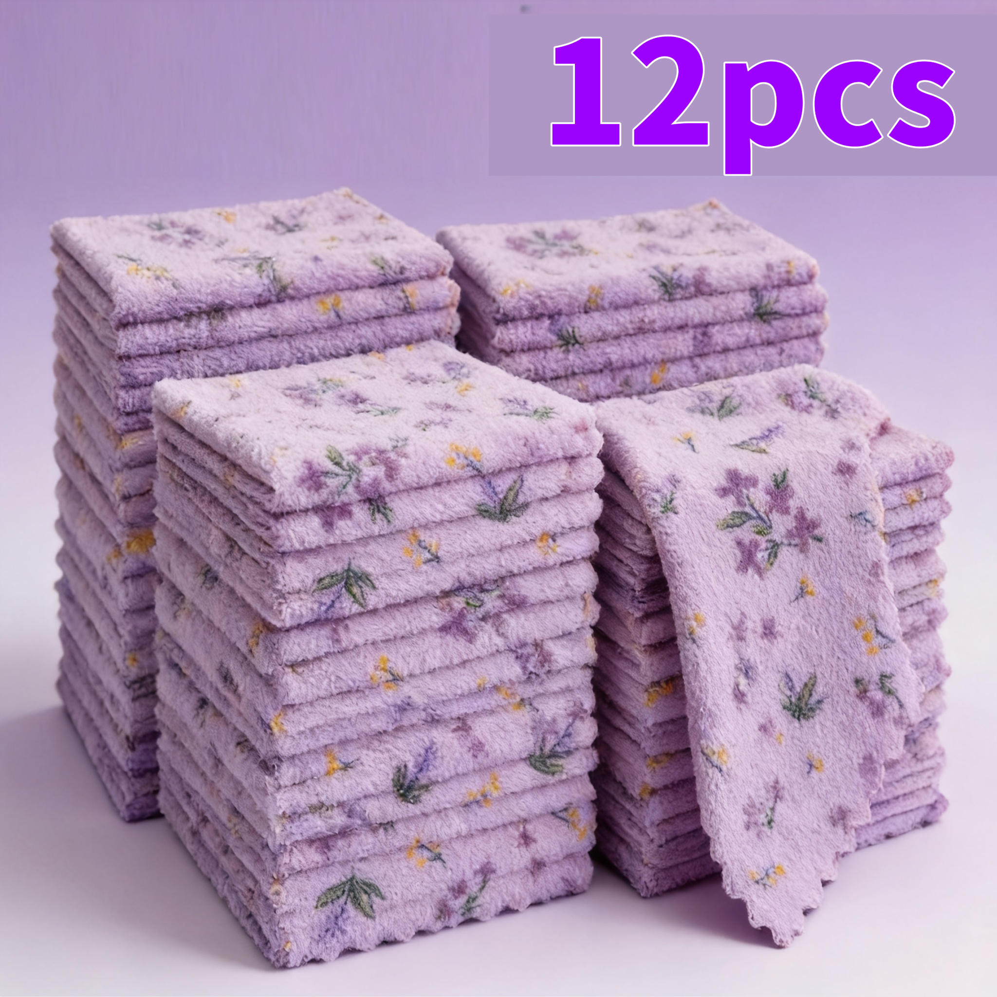TEMU 12/24pcs Coral Fleece Cleaning Towels, Super Absorbent Quick-dry Reusable Dish Cloths, Suitable For Kitchen, Bathroom, Car Washing And Soft