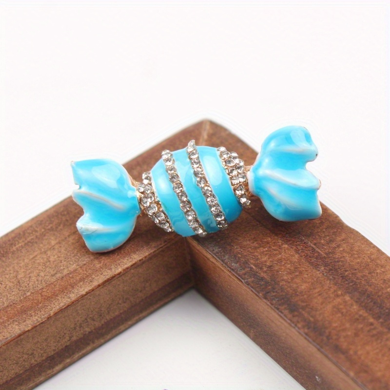 Candy Brooch Set - Blue & Pink Enamel & Rhinestone Pins