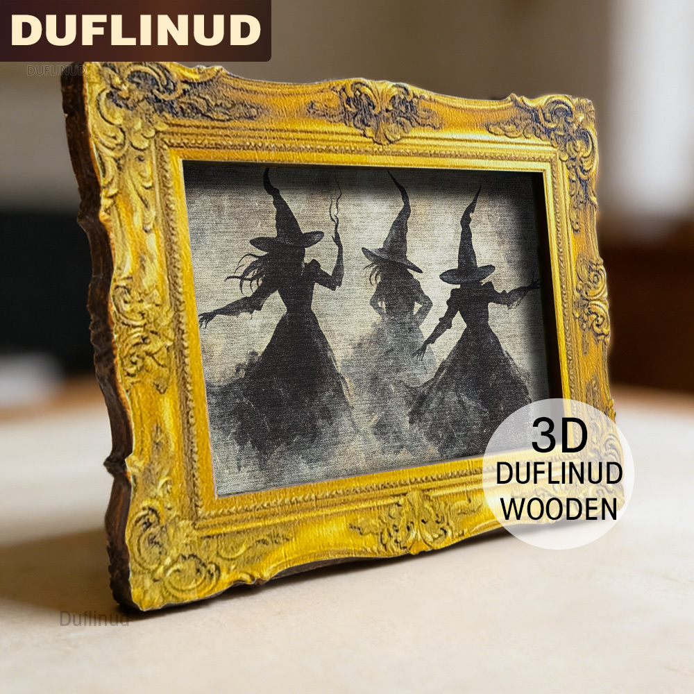 TEMU Duflinud Mini Fridge Magnets Suitable For Halloween - Wood Decor With 3 Silhouette, Pointed Hats & Retro Kitchen Magnets For Refrigerator Door