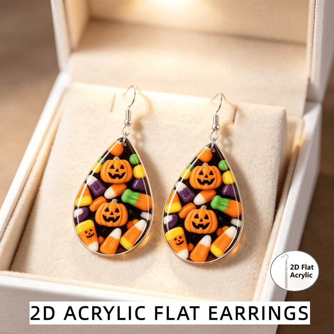 Teardrop Jack O Lantern Dangle Earrings for Halloween