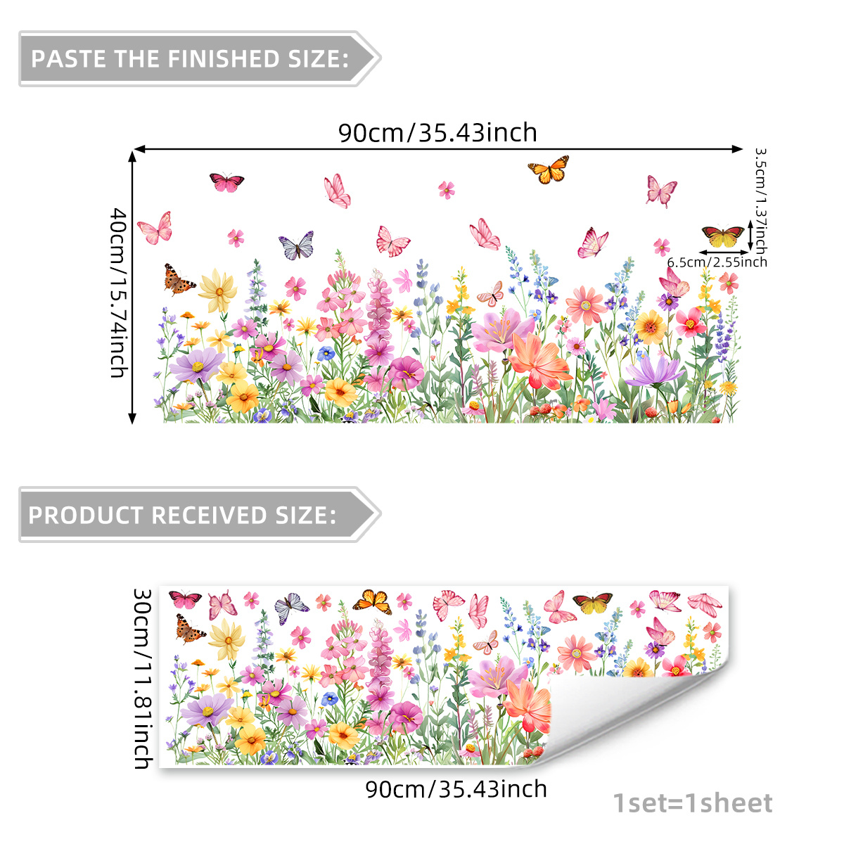 Image of *90cm Spring Floral Bush And Wall Sticker For Living Room, Entryway, Bathroom, And Bedroom Decoration, Self-adhesive, M16023-yj