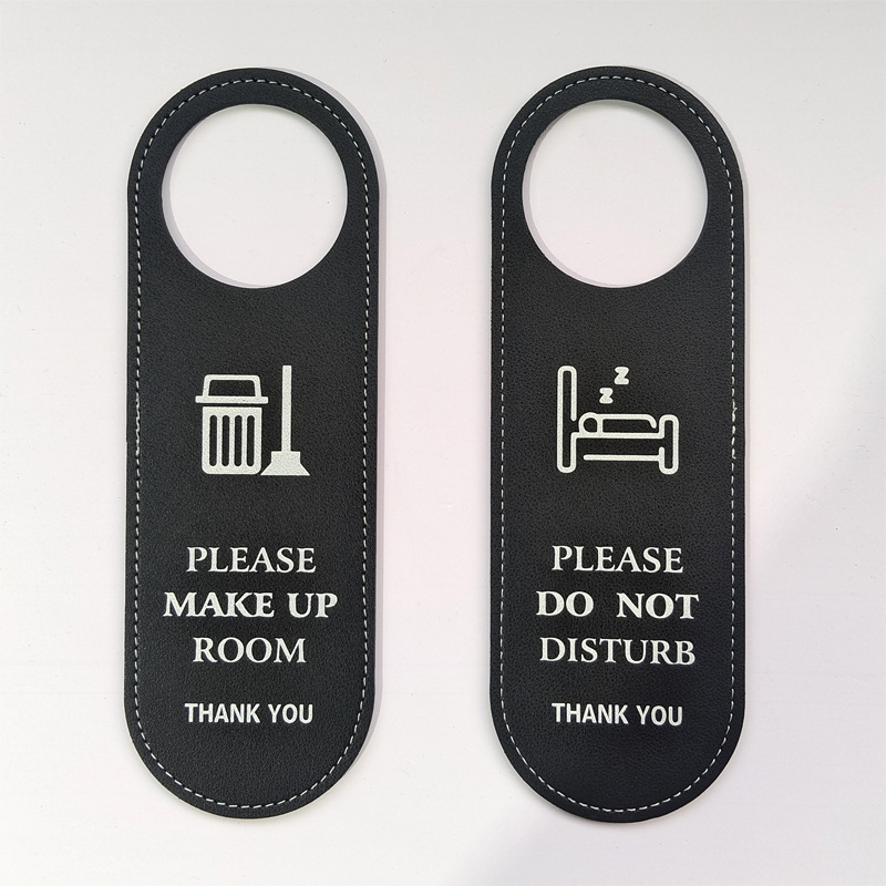 TEMU Gancio per di porta in pelle , cartello reversibile "Non disturbare" e "Si prega di pulire " per hotel e casa