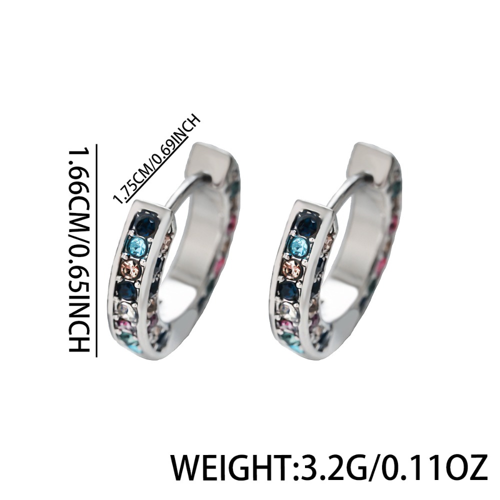 Micro-Pave Colored Imitation Square Ear Hooks, Premium Silvery Hoops