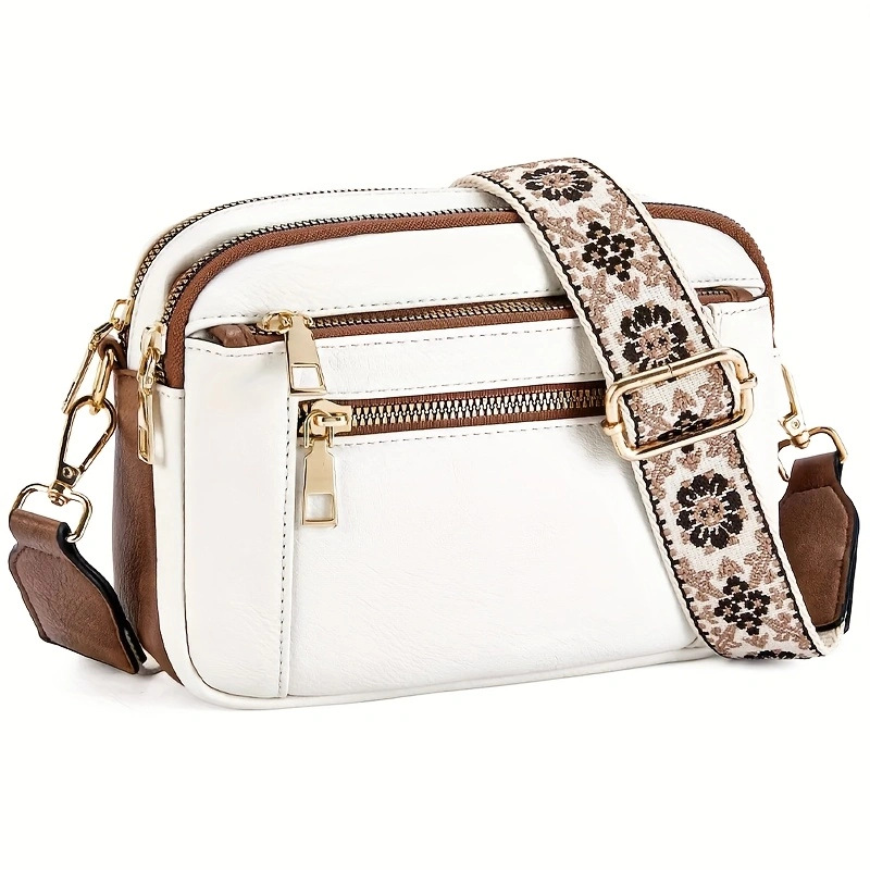 Vintage Zipper Closure Crossbody Shoulder Bag With Wallet Function - Small Square Compact Bag Suitable For Everyday, Travel &