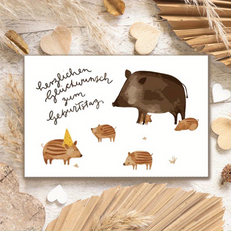 Image of A Humorous German Wild Boar Birthday Card, Perfect For Spring Birthdays And As A Gift For , , , Daughters, Husbands, , Girlfriends, Or Wives