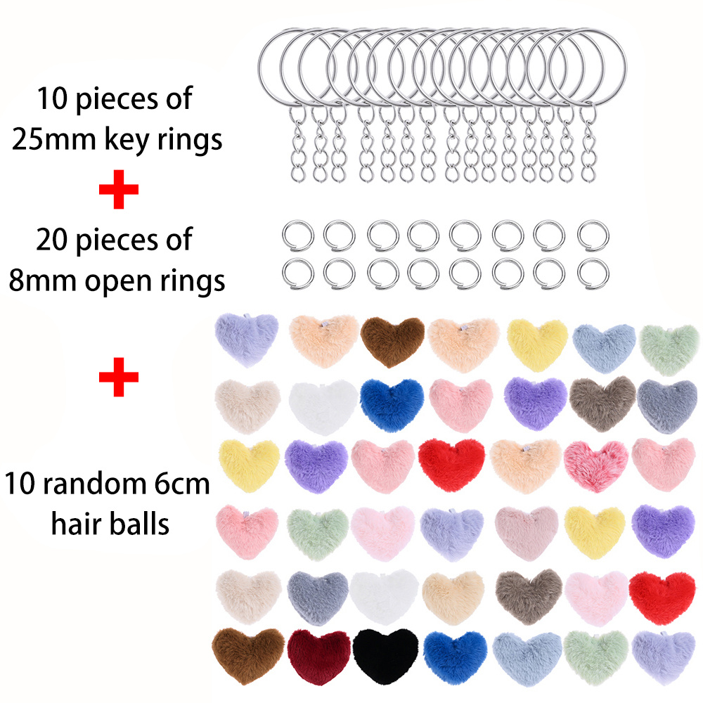 TEMU Gift For Her/him 40pcs Keychain Set, With Open Jump Ring Keychain & Random Heart Pendant, Perfect For Mobile Phone Pendants, Bag Pendant,