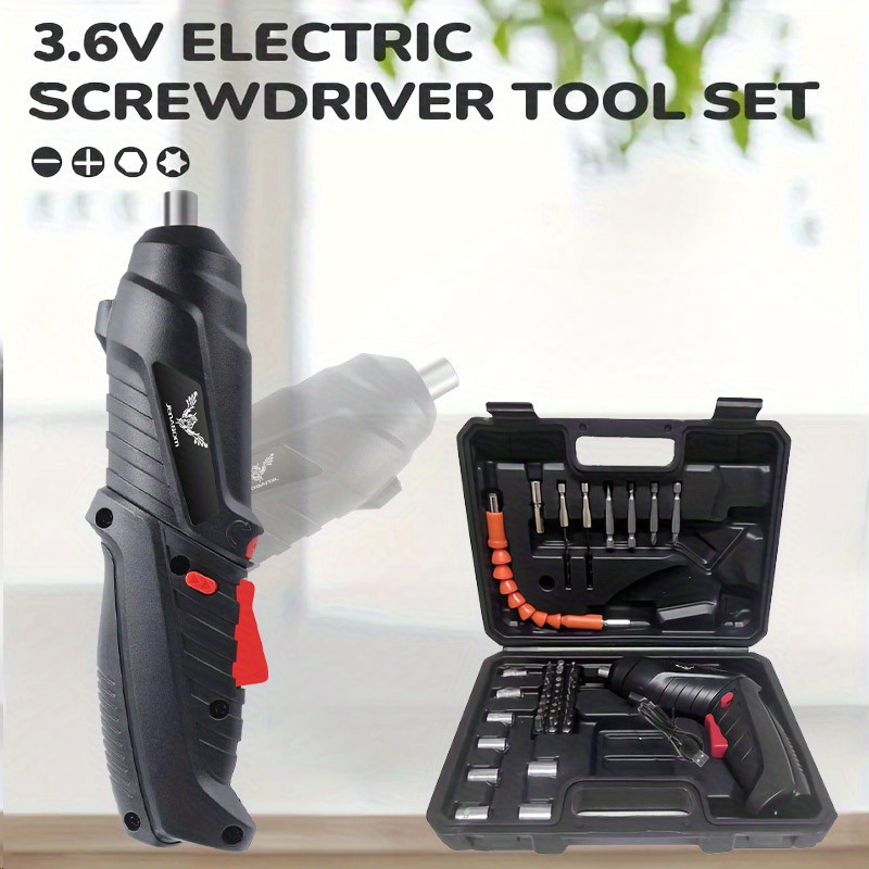 item picture multi functional rotary electric screwdriver portable household electric drill 14 26 47pcs   rechargeable lithium battery with led light essential for household maintenance woodworking and crafts