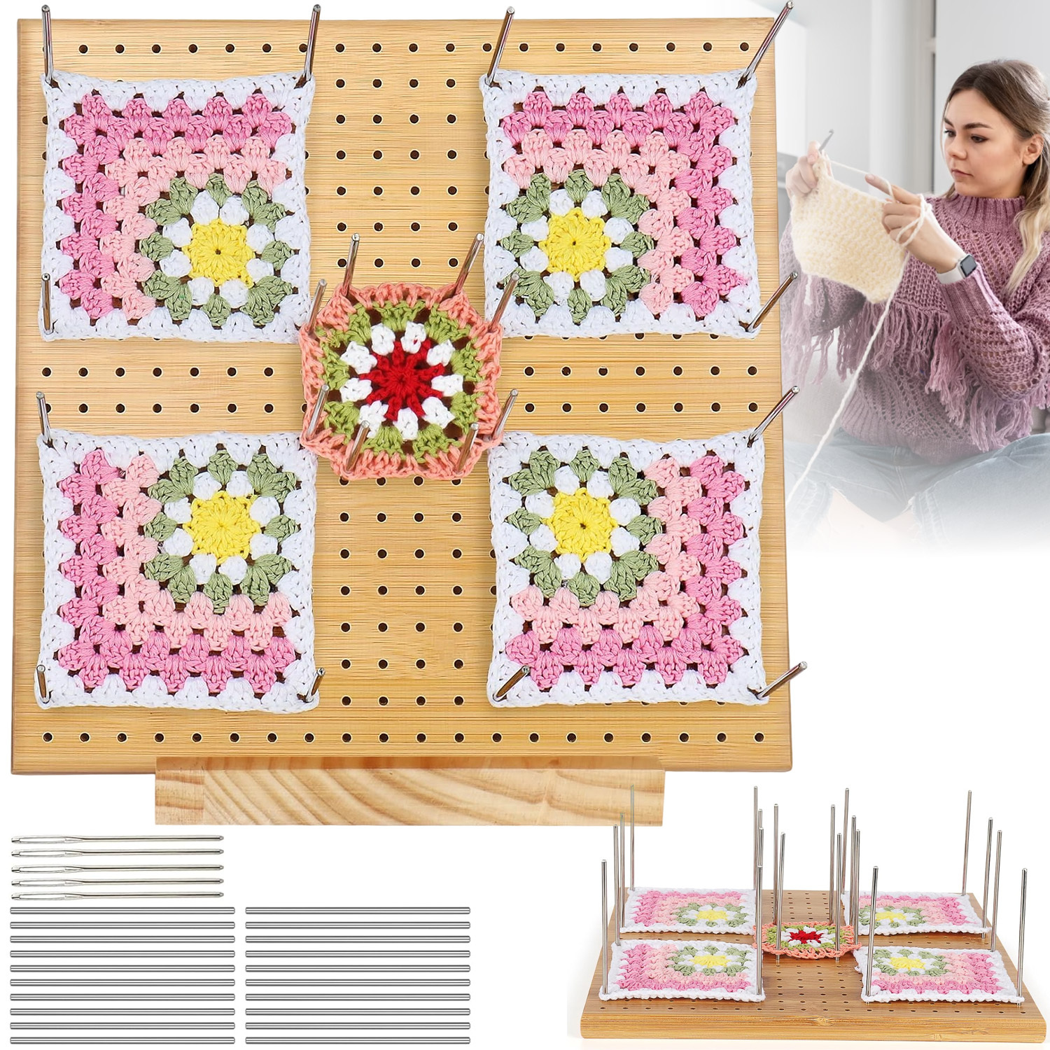 Durable 20-steel Pin Crochet Board Essential Diy Making Tool Ideal Christmas Gift For Crafters