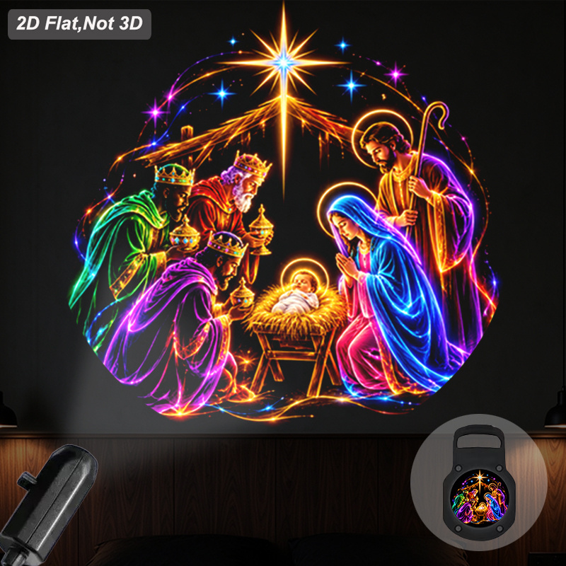 TEMU Lampada proiettore portatile 2D piatta 1 pz, una bellissima di Natale luminosa, per speciali riunioni festive interne stagionali e accoglienti,