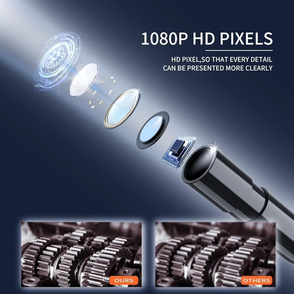 Endoscope Camera with Light 4.3 "IPS Screen, 1080P High Definition, 8 LED Lights, 3.3ft, 16.4-foot Semi-rigid Wire Endoscope, IP"67" Sewer Endoscope (accessories Can Be Purchased Separately, Buy Endoscope And Get Accessories for Free), Men's Tools 9 Endoscope Camera with Light 4.3 "IPS Screen, 1080P High Definition, 8 LED Lights, 3.3ft, 16.4-foot Semi-rigid Wire Endoscope, IP"67" Sewer Endoscope (accessories Can Be Purchased Separately, Buy Endoscope And Get Accessories for Free), Men's Tools - Image 9