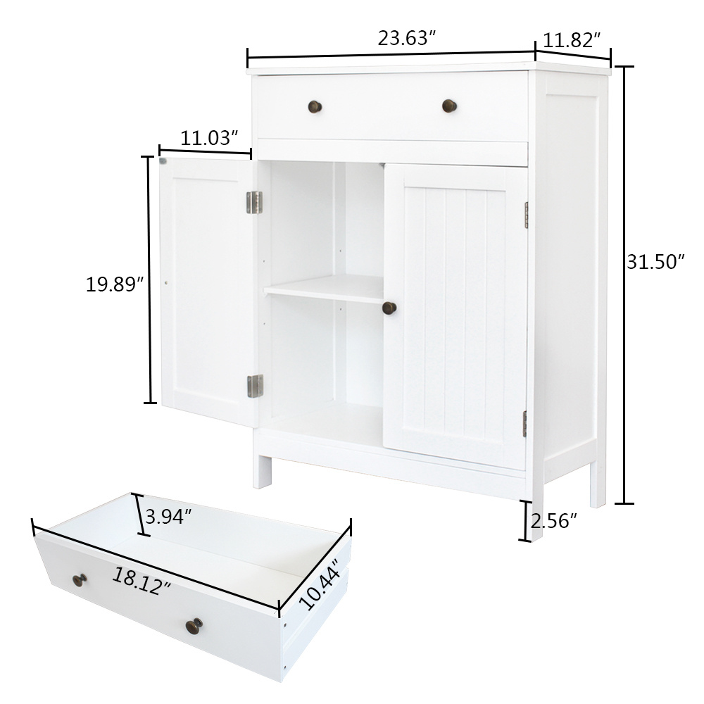 free standing bathroom cabinet with 1 drawer 2 doors and adjustable shelf wooden entryway storage cabinet white Product details 4