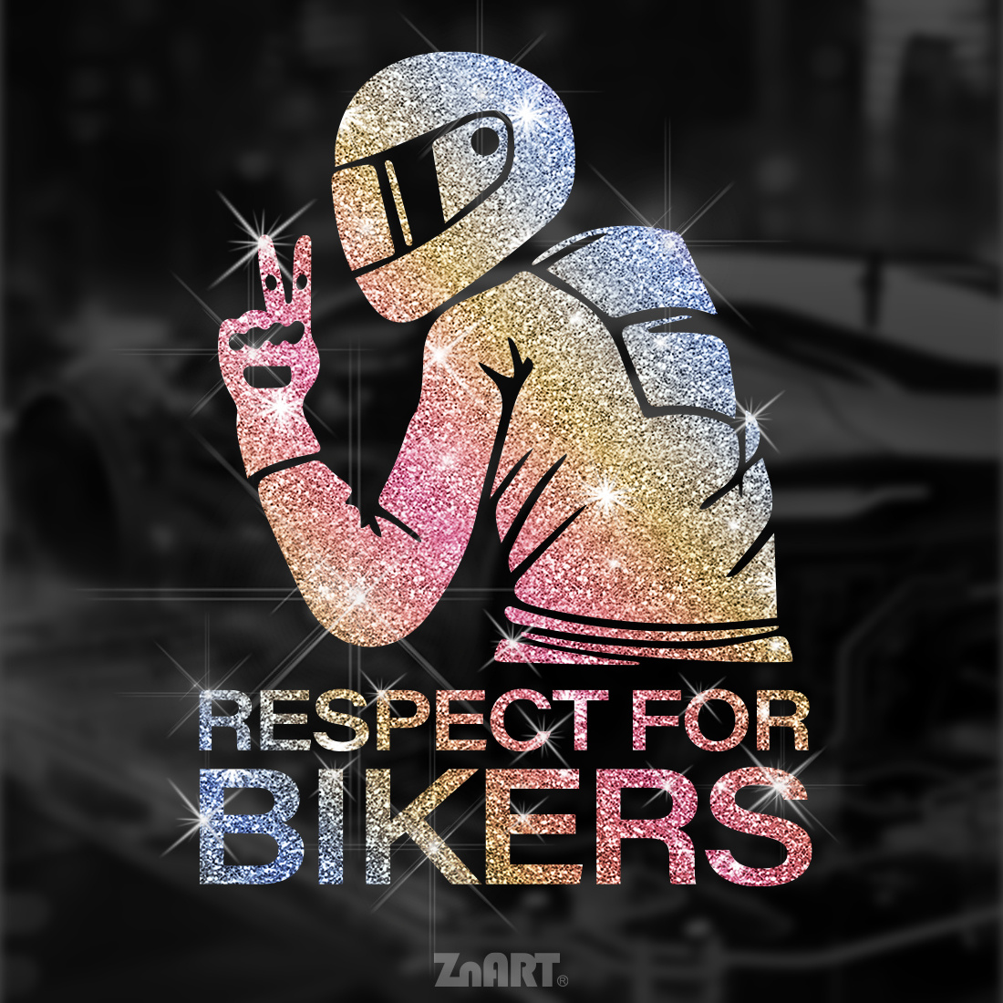 Image of 1pc For Bikers Glittering Vinyl Sticker For Motorcycles, Cars, Trucks, , Wall, Laptops, Sparkling Car Stickers, Detachable No Residue Self Adhesive