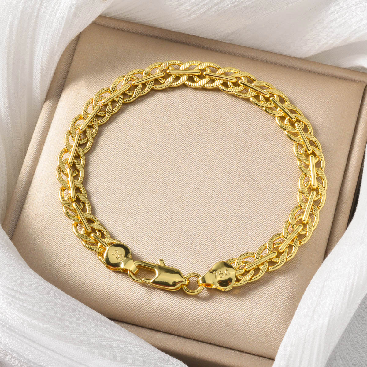 Trendy Golden Weave Chain Bracelet, Lightweight Stackable