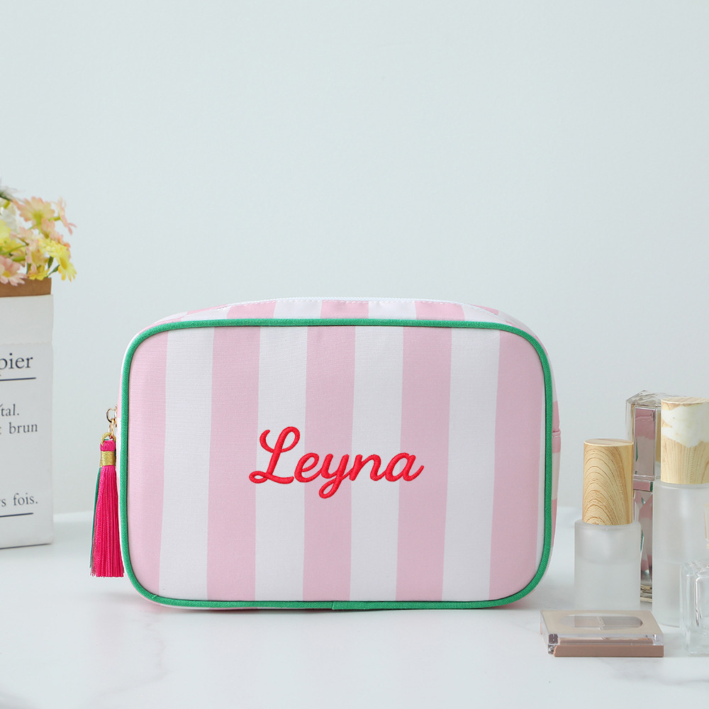 E-shop Personalisierte Stickerei Namens-/Text-Makeup-Tasche - Individuelle Initialen & Designs, Leichter Reise-Kosmetikorganizer mit Reißverschluss,