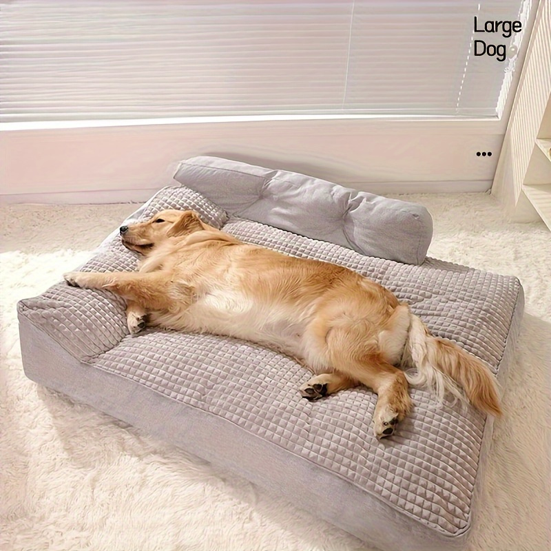 Soft Rectangular Dog Bed With Support & Plush Filling - Grey Plaid Design, Ideal For Small, Medium And Large Dogs - Cozy Pet Mattress For Sleep, Random For Free Extra Large Pet Mat