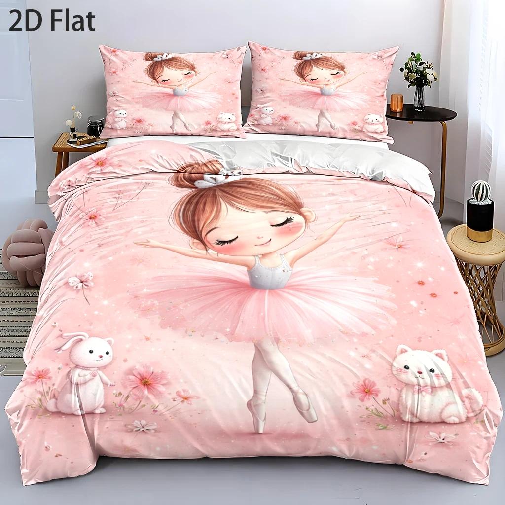 TEMU 3pcs Duvet Cover Set, 1pc Duvet Cover And 2pcs Pillowcases (filling Not Included) 2d Flat Printing, , Style, Spring, , Cute, Large Size Duvet