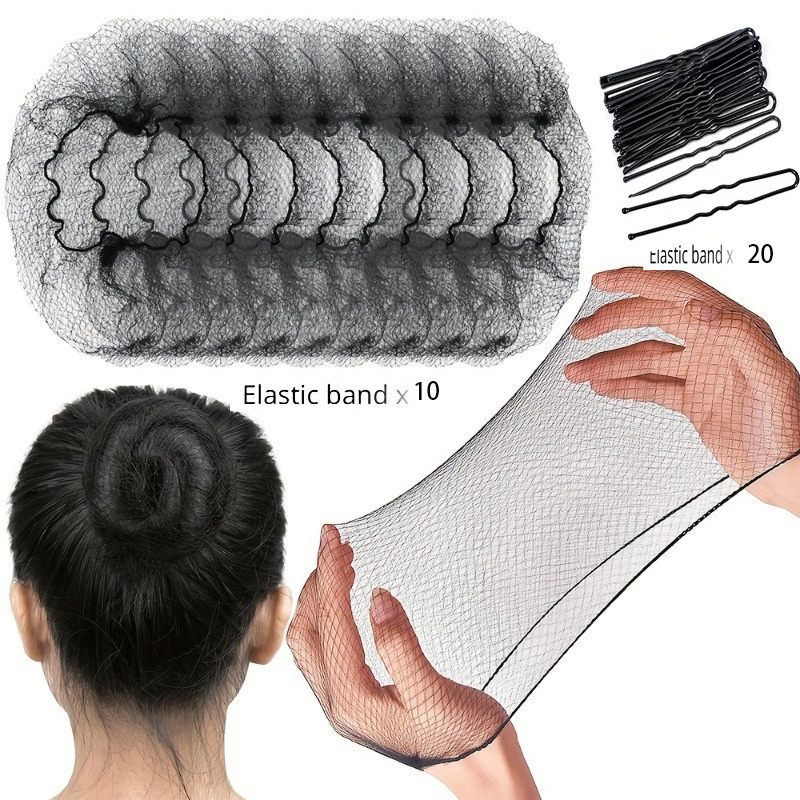 TEMU 30 Units Of Flexible, Discreet Hair Nets Suitable For Catering, Ballet Hairstyles, Sleeping, Women's Wigs, Floral Hair Buns, And High-elastic Nets For Nurses And Stewardesses