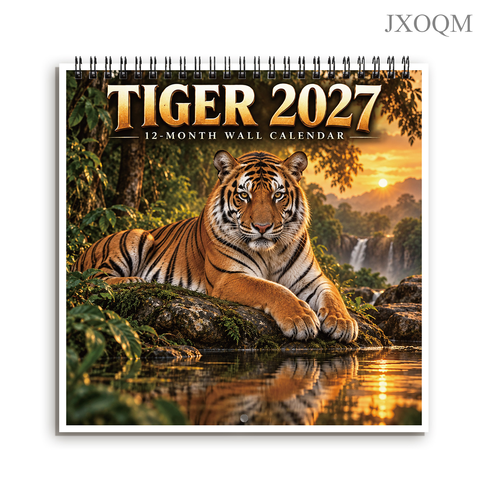 TEMU 1pc 2027 Tiger Wall Calendar, 12-month Rainforest Waterfall Tiger Hanging Calendar, Scenery Prints, Monthly Planner For Living Room Decor, Great